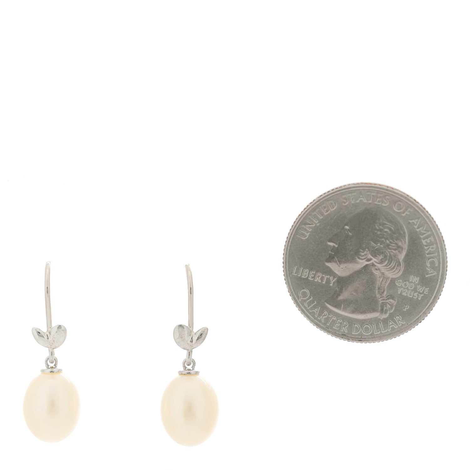 Tiffany Sterling Silver Freshwater Cultured Pearl Paloma Picasso Olive Leaf Drop Earrings 2 of 4