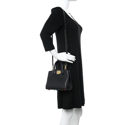Salvatore Ferragamo Calfskin Rainbow Studio Box Bag Black 2 of 10