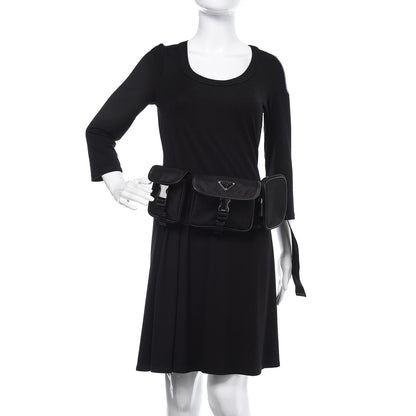 Prada Tessuto Nylon Saffiano Marsupio Triple Pocket Belt Bag Black 2 of 9