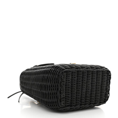 Miu Miu City Calfskin Wicker Midollino Crossbody Bag Black 4 of 7