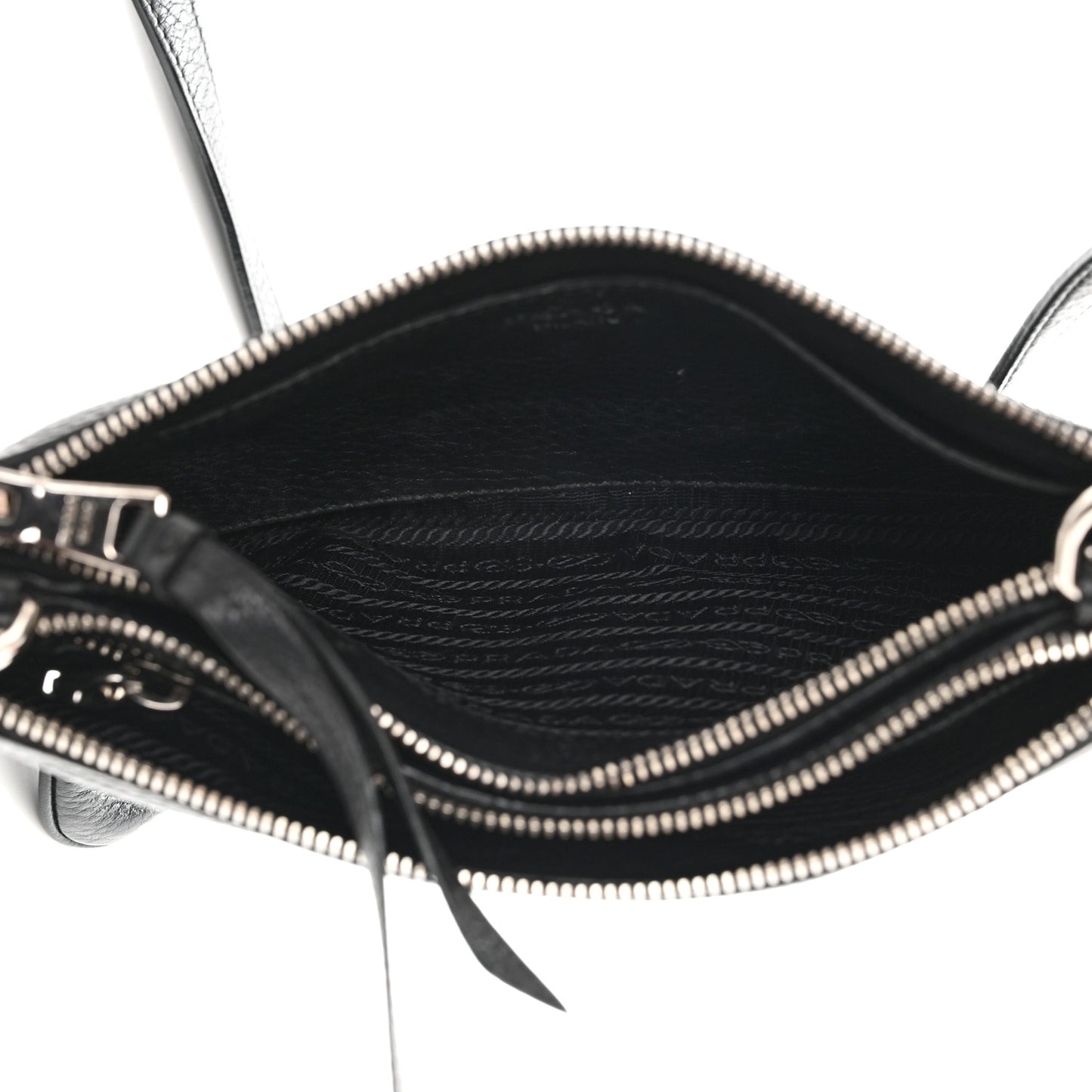 Vitello Daino Double Zip Crossbody Bag Black