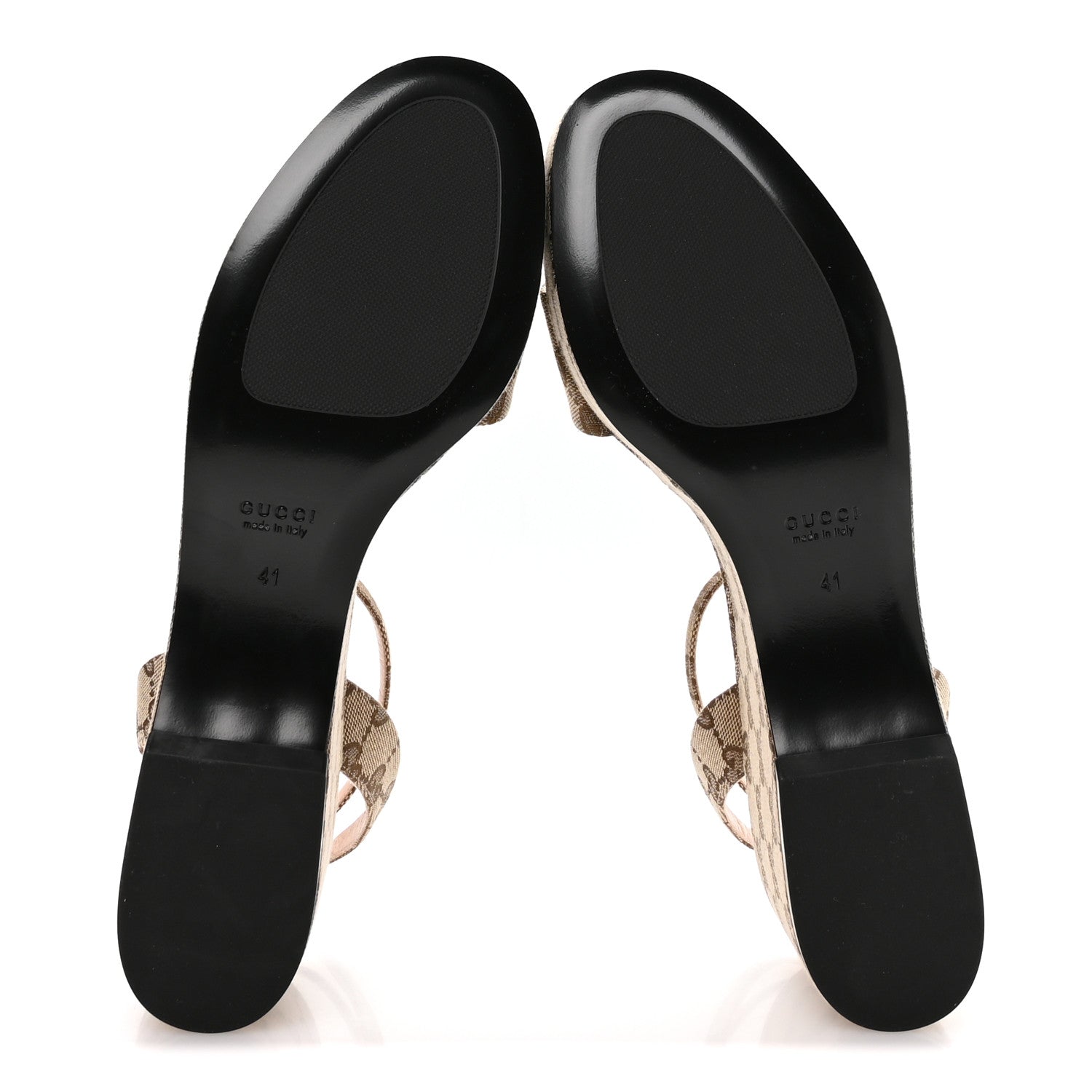 Gucci Monogram Nappa Chalotte Horsebit Ankle Strap 75mm Flatform Sandals 41 Beige Ebony 6 of 8