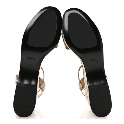 Gucci Monogram Nappa Chalotte Horsebit Ankle Strap 75mm Flatform Sandals 41 Beige Ebony 6 of 8