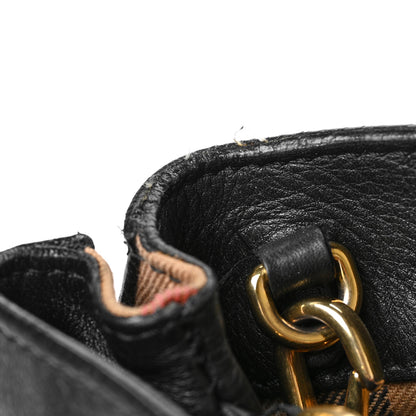 Burberry Derby Calfskin House Check Medium Banner Tote Black 12 of 12