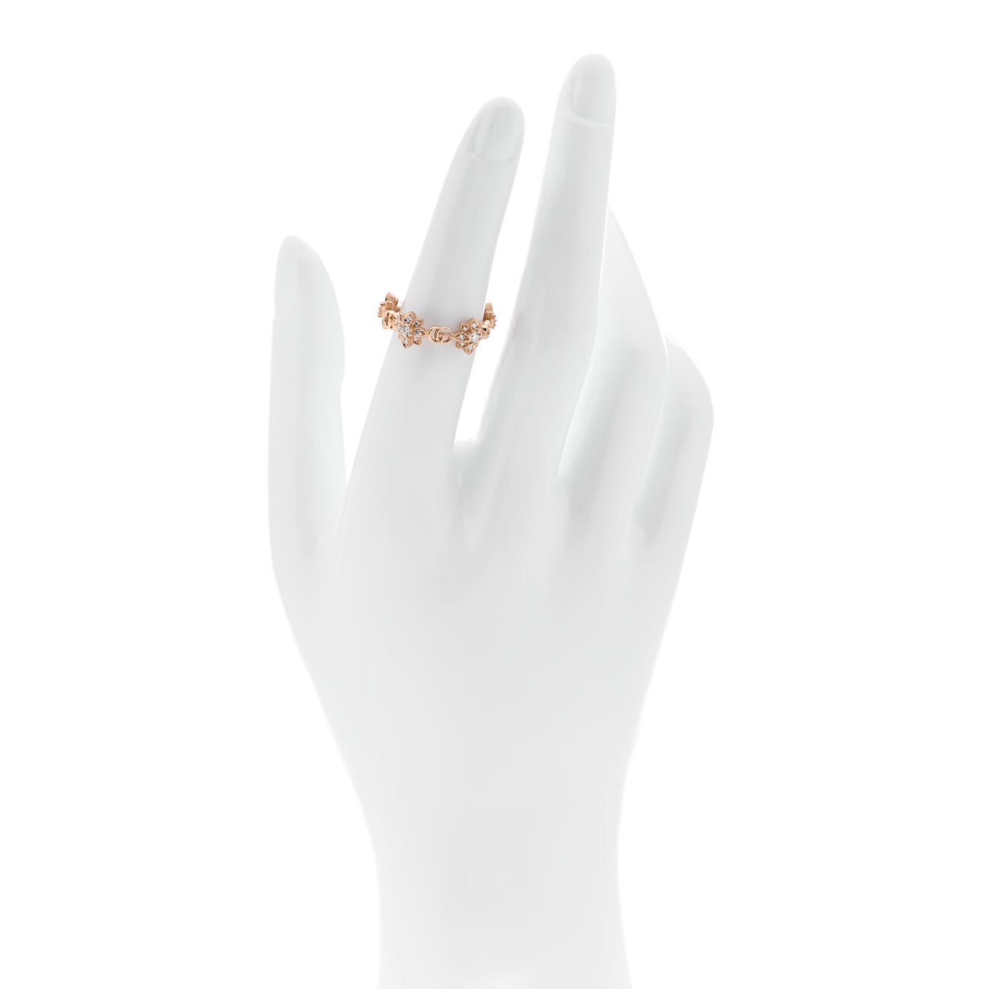 18K Rose Gold Diamond Flora Band Ring 52 6