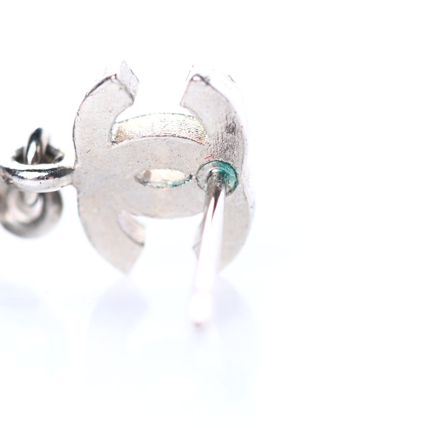 Crystal CC Camellia Drop Earrings Silver