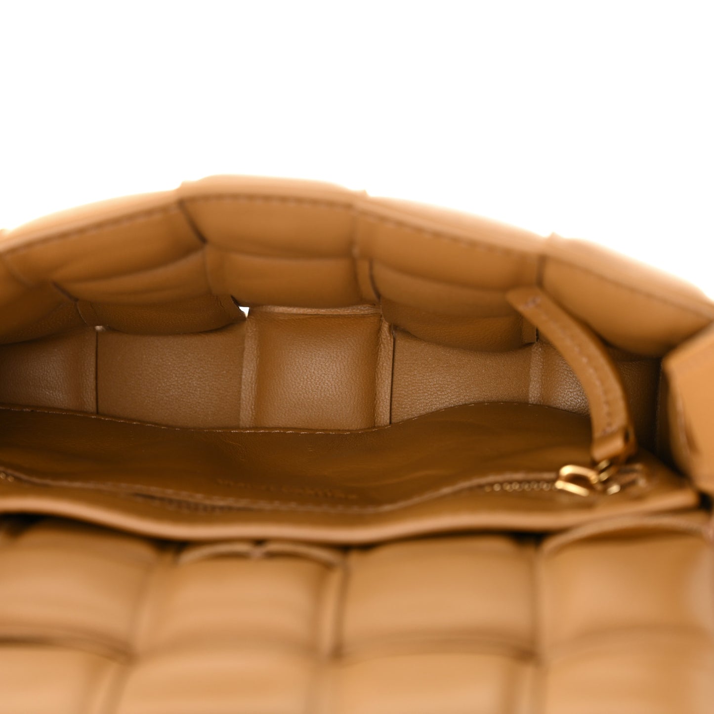 Nappa Maxi Intreccio Small Padded Cassette Crossbody Bag Camel
