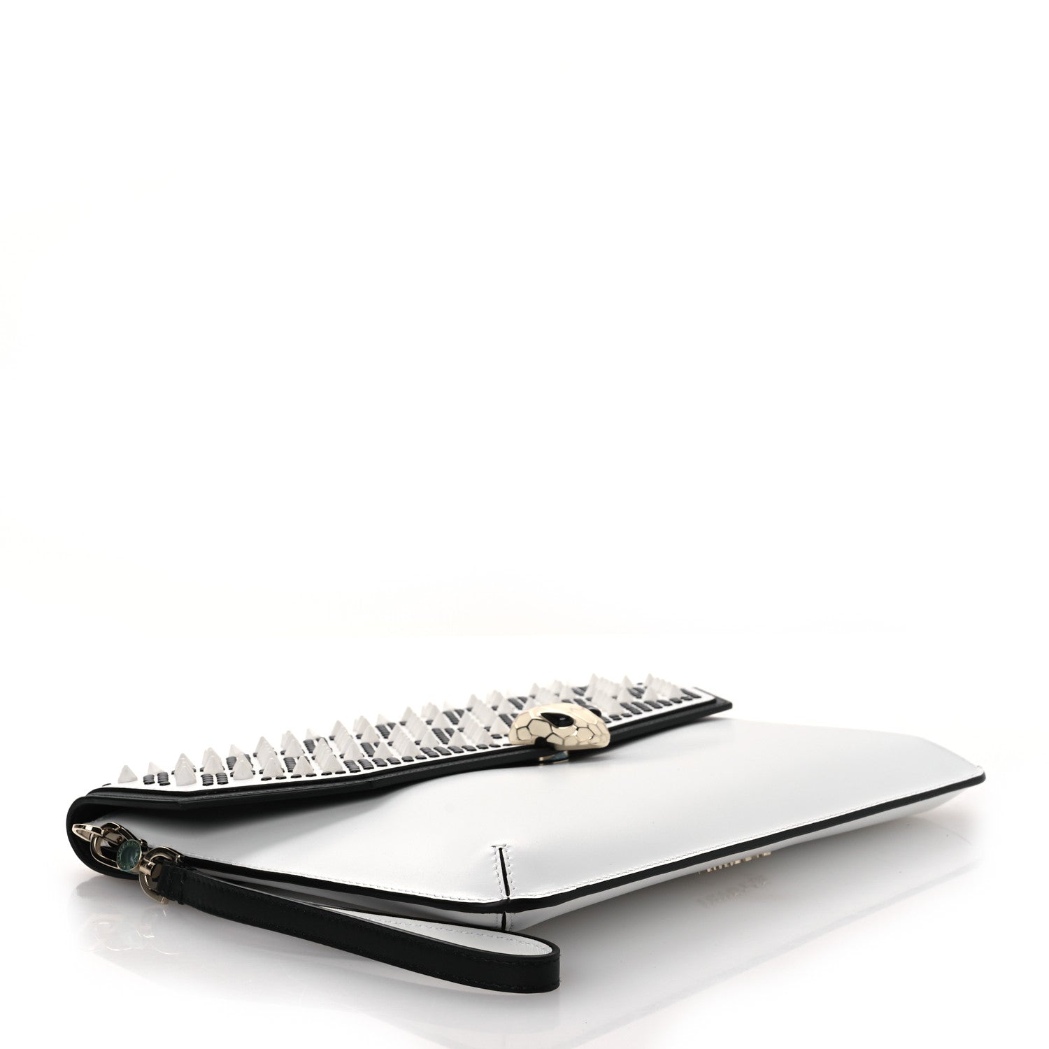Bulgari X NICHOLAS KIRKWOOD Calfskin Studded Serpenti Envelope Clutch White 4 of 14