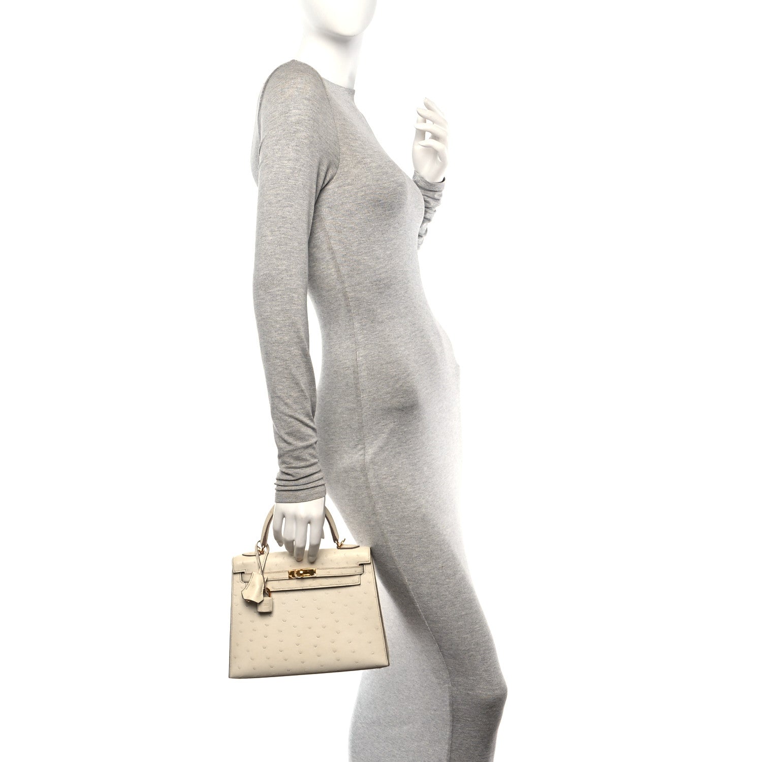 Hermes Ostrich Kelly Sellier 25 Beton 2 of 11