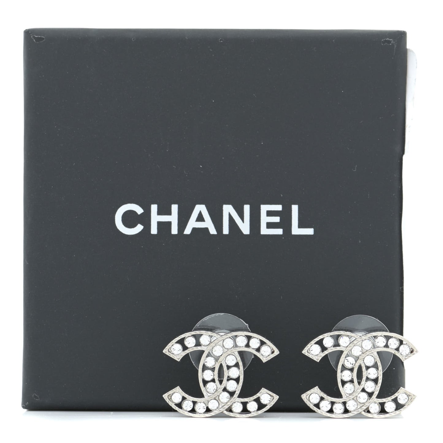 Crystal CC Chain Earrings Silver