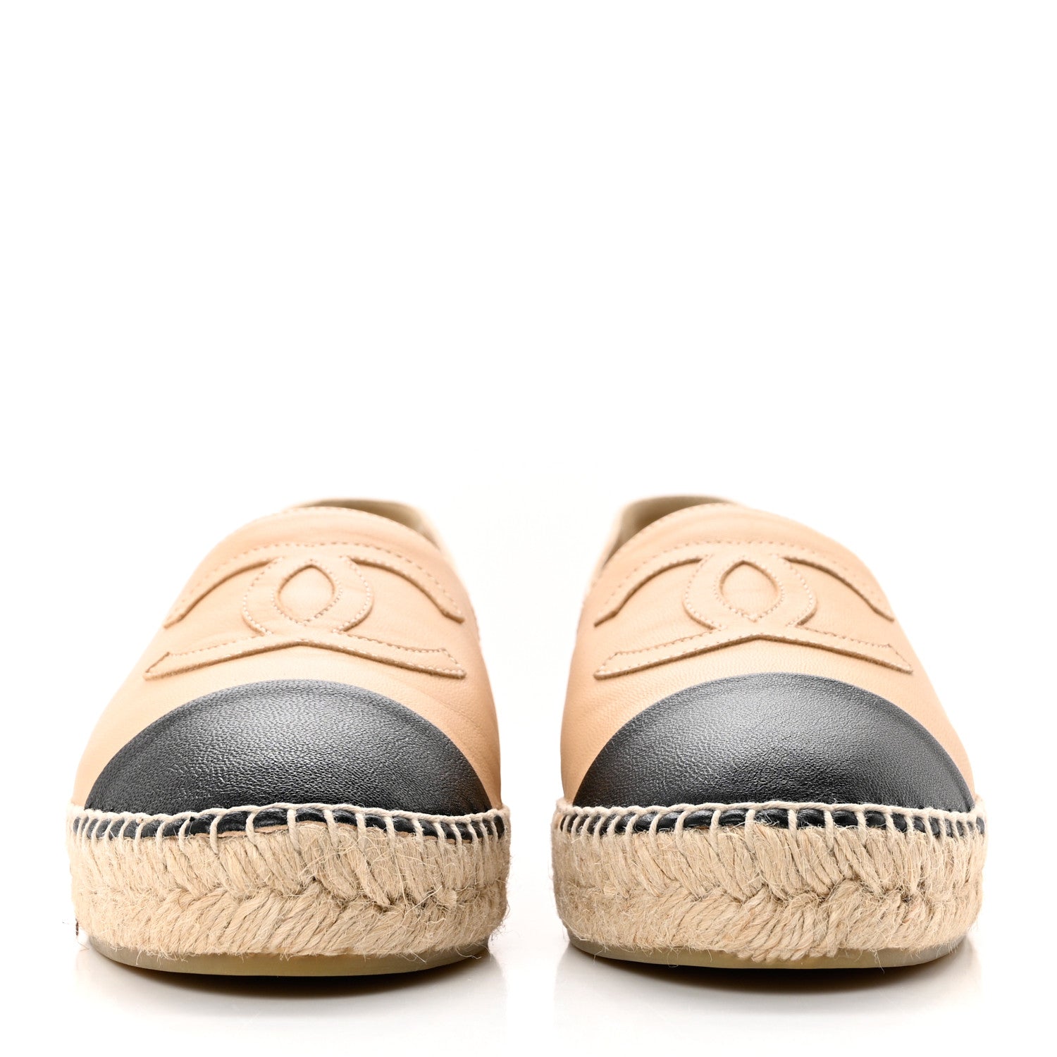 Chanel Lambskin CC Espadrilles 39 Beige Black 2 of 12