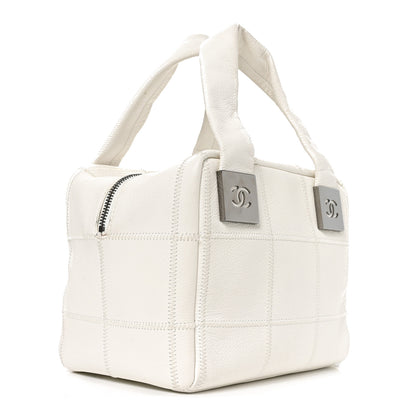 Chanel Caviar Square Stitched Bowler White 2 of 10