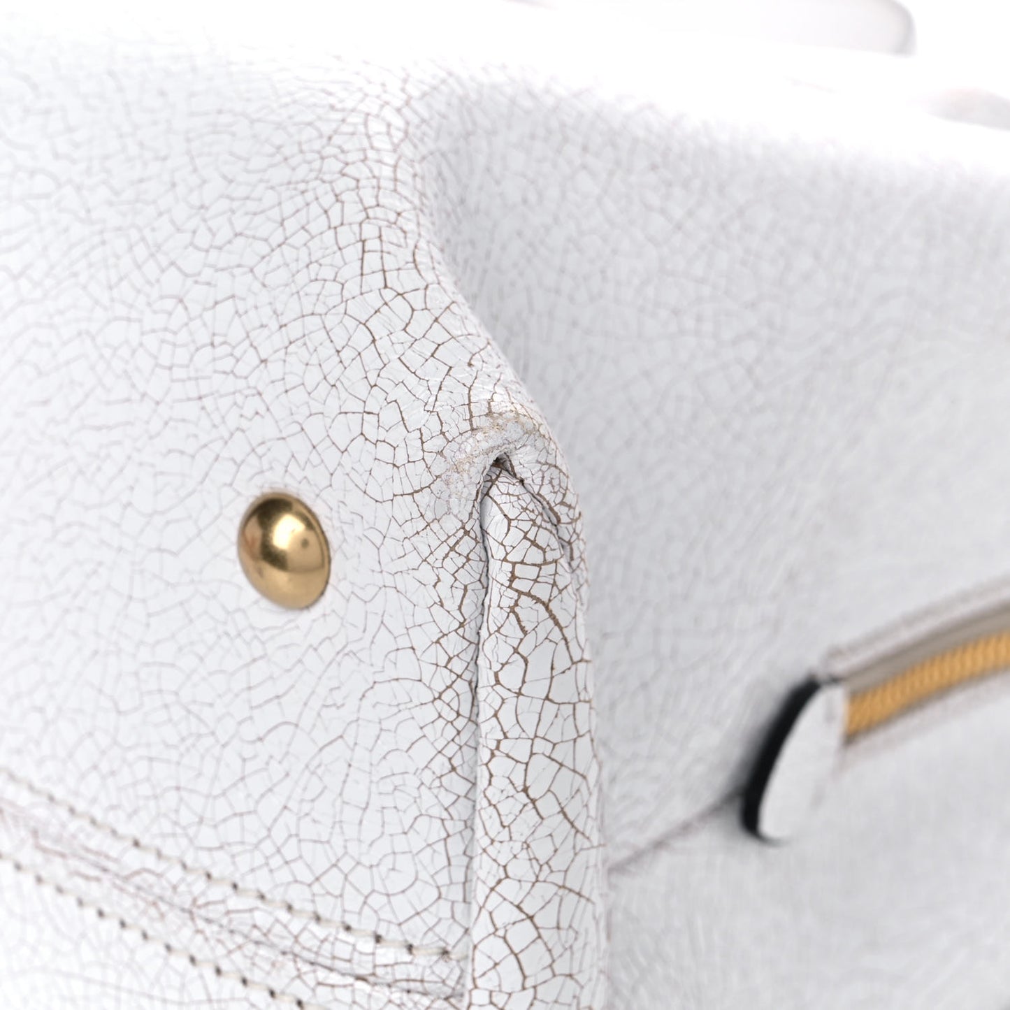 Calfskin Craquele Shopping Bag White