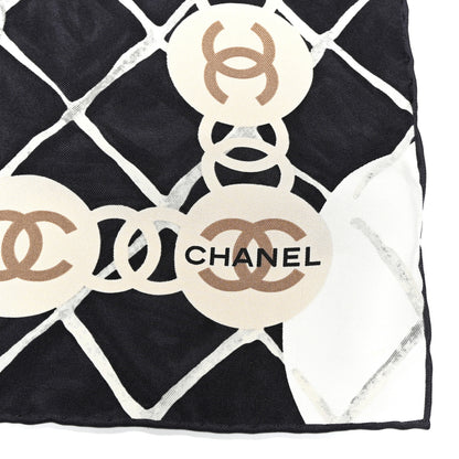 Chanel Silk Camellia CC Square Scarf Black 4 of 8