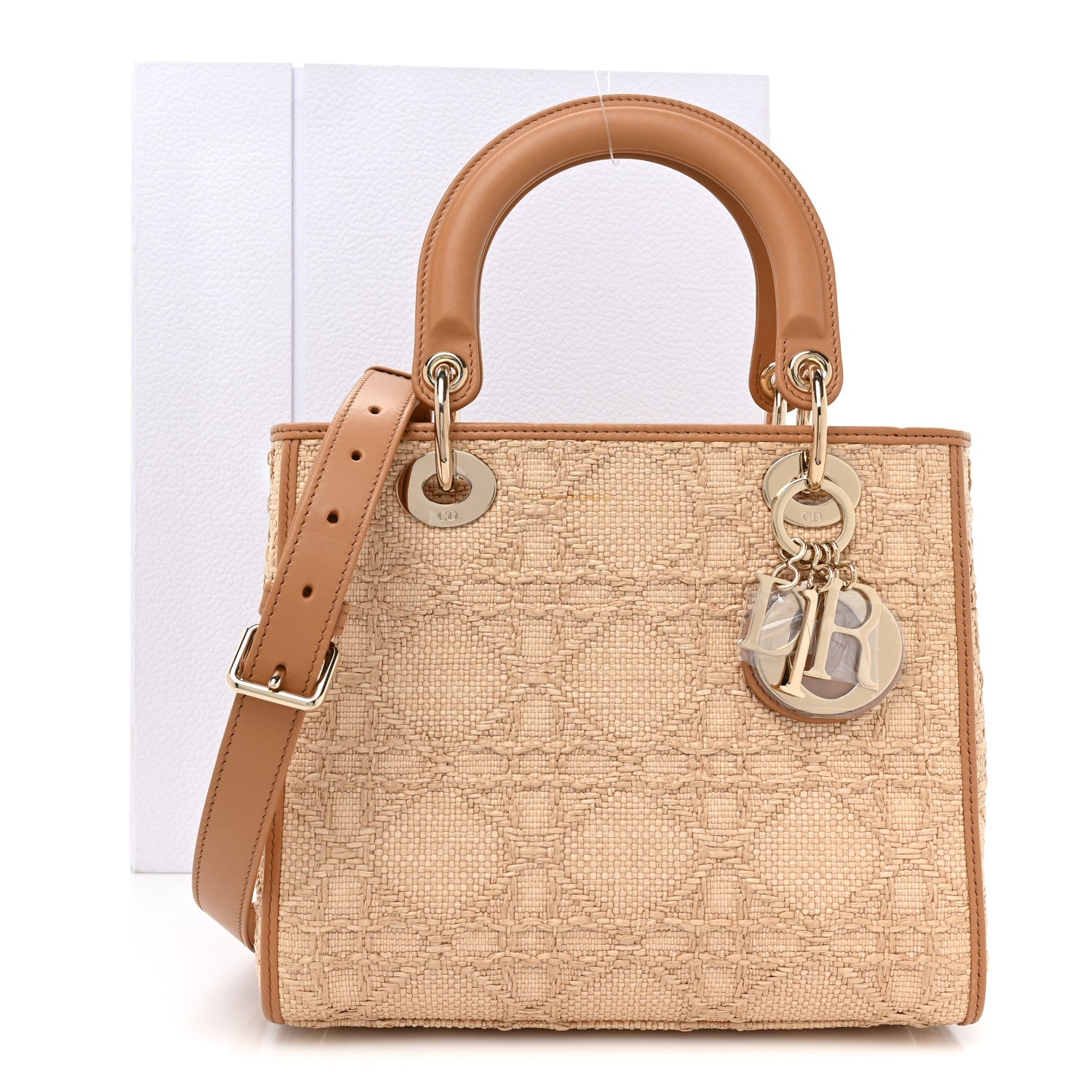 Christian Dior Raffia Medium Lady Dior Bag Beige 11 of 11