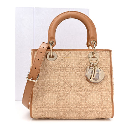 Christian Dior Raffia Medium Lady Dior Bag Beige 11 of 11