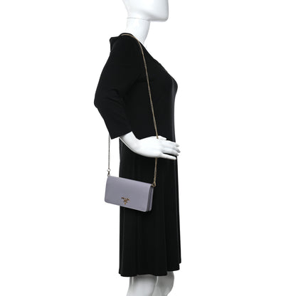 Prada Saffiano Metal Mini Crossbody Bag Glicine 2 of 11
