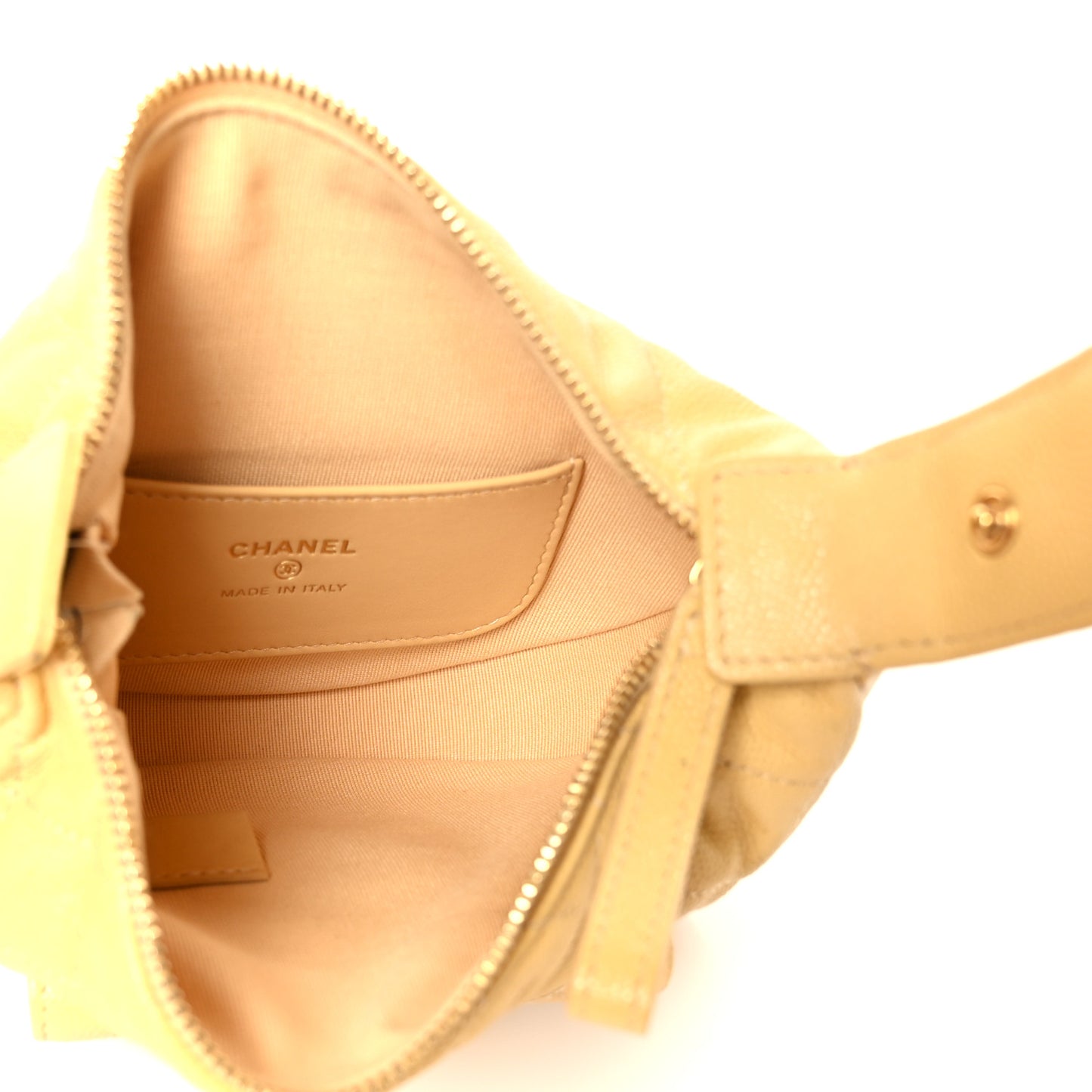 Caviar Quilted Polly Pocket Pouch Hobo Yellow