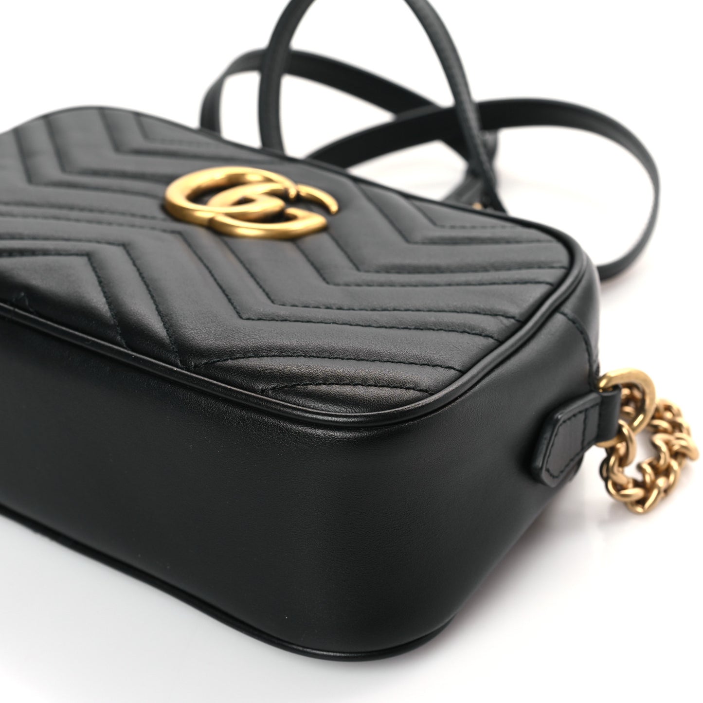 Calfskin Matelasse Small GG Marmont Chain Shoulder Bag Black