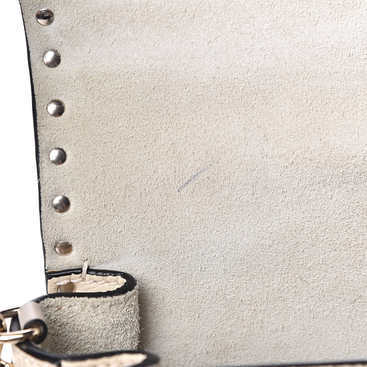 Grained Calfskin Rockstud Top Handle Flap Shoulder Bag Light Ivory