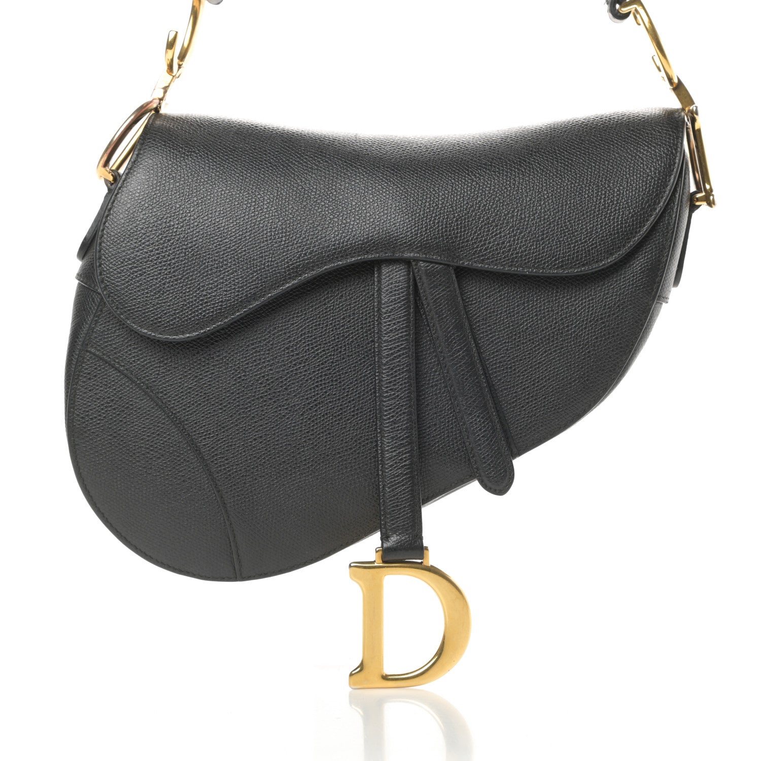 Christian Dior Grained Calfskin Saddle Bag Black 8 of 12