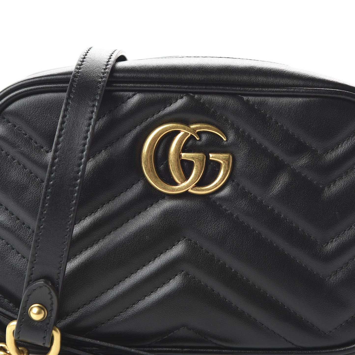 Calfskin Matelasse Mini GG Marmont Chain Shoulder Bag Black