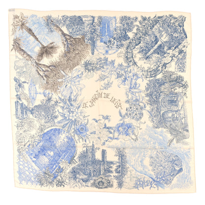Hermes Cashmere Silk Le Jardin de Leila Shawl 140 White Ciel Etoupe 1 of 4