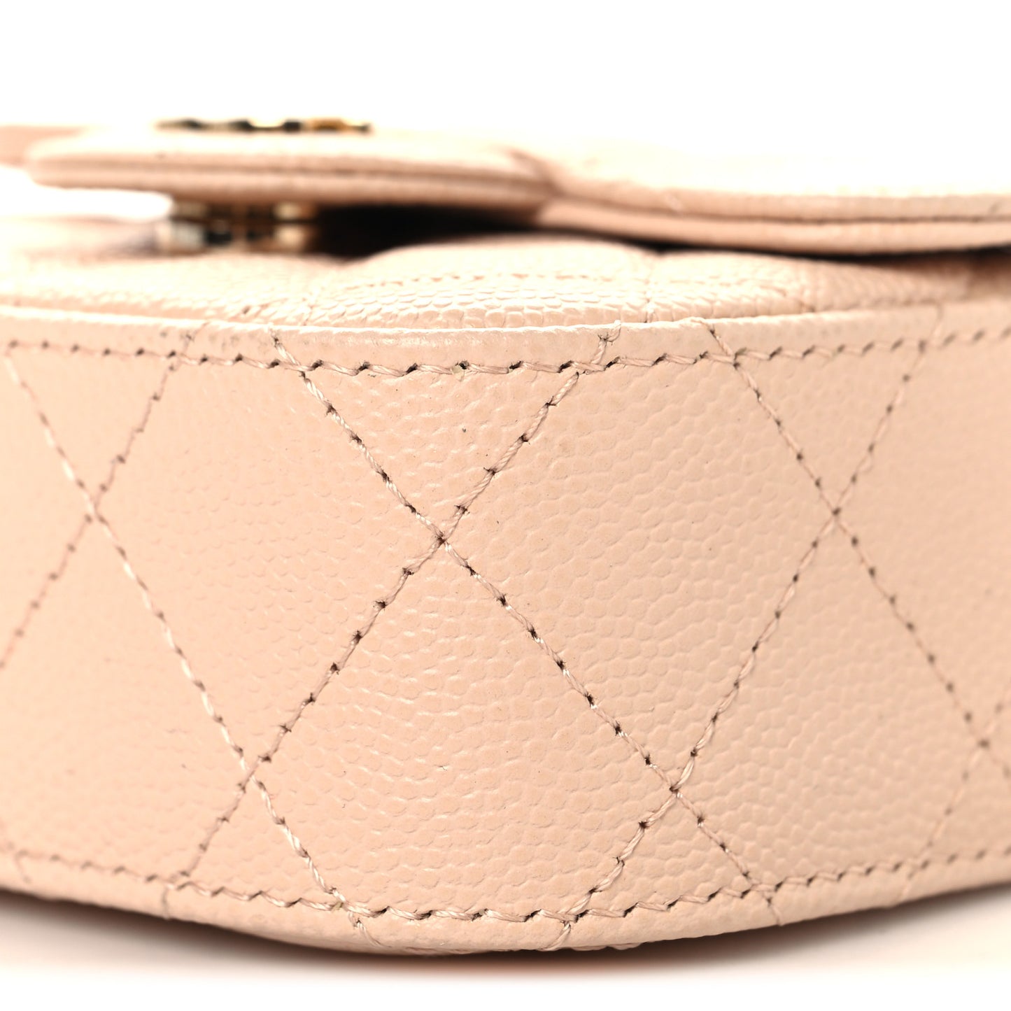 Caviar Quilted Mini Clutch With Chain Light Beige