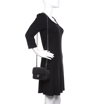 Chanel Caviar Chevron Quilted Mini Rectangular Flap Black 2 of 10