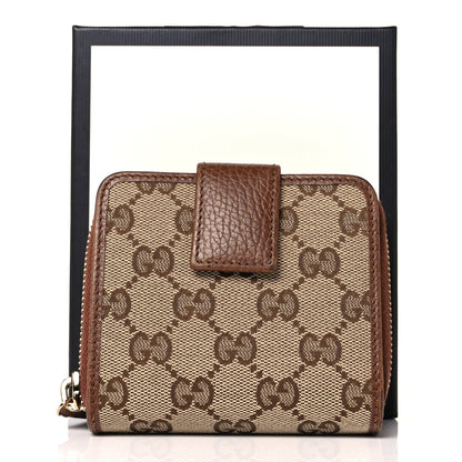 Gucci Monogram Dollar Calfskin Zip Around French Wallet Beige Ebony Tabacco 10 of 10