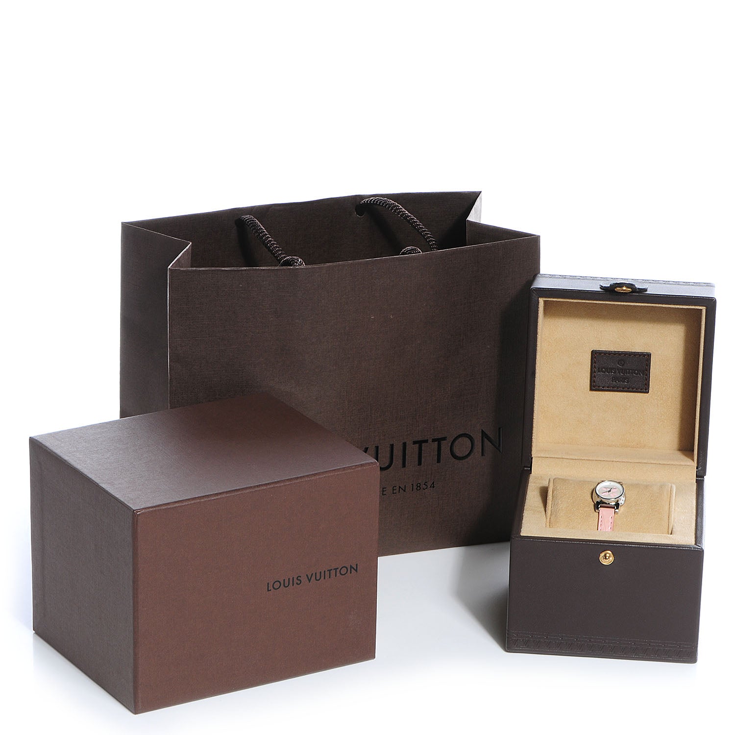 Louis Vuitton Stainless Steel Alligator Mother of Pearl 18mm Tambour Quartz Watch 7 of 7