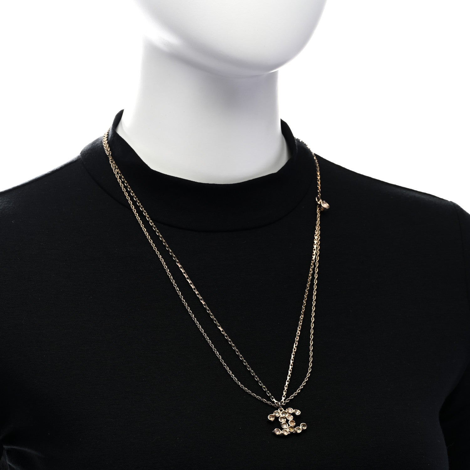 Chanel Poured Glass Multi Strand CC Necklace Gold Multicolor 2 of 5