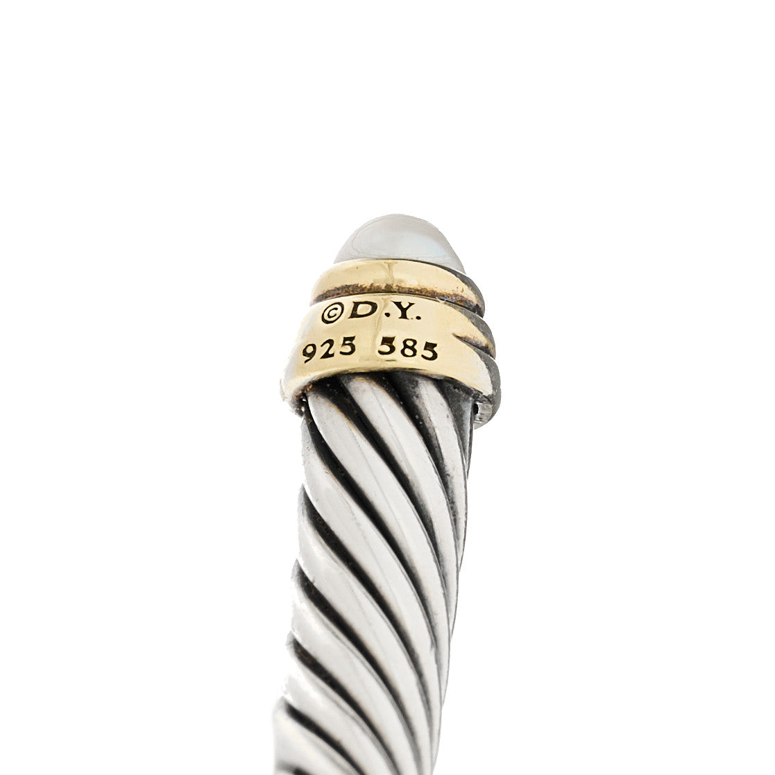 David Yurman Sterling Silver 14K Yellow Gold Pearl 5mm Cable Classics Petite Color Bracelet 3 of 3