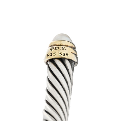 David Yurman Sterling Silver 14K Yellow Gold Pearl 5mm Cable Classics Petite Color Bracelet 3 of 3