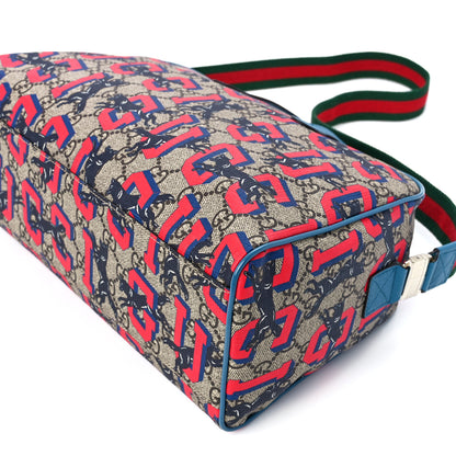 Gucci GG Supreme Monogram Wolves Print Childrens Shoulder Bag Beige Red 11 of 12