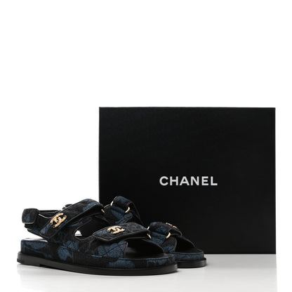 Chanel Denim Velcro Dad Sandals 36.5 Dark Grey Blue Black 9 of 9