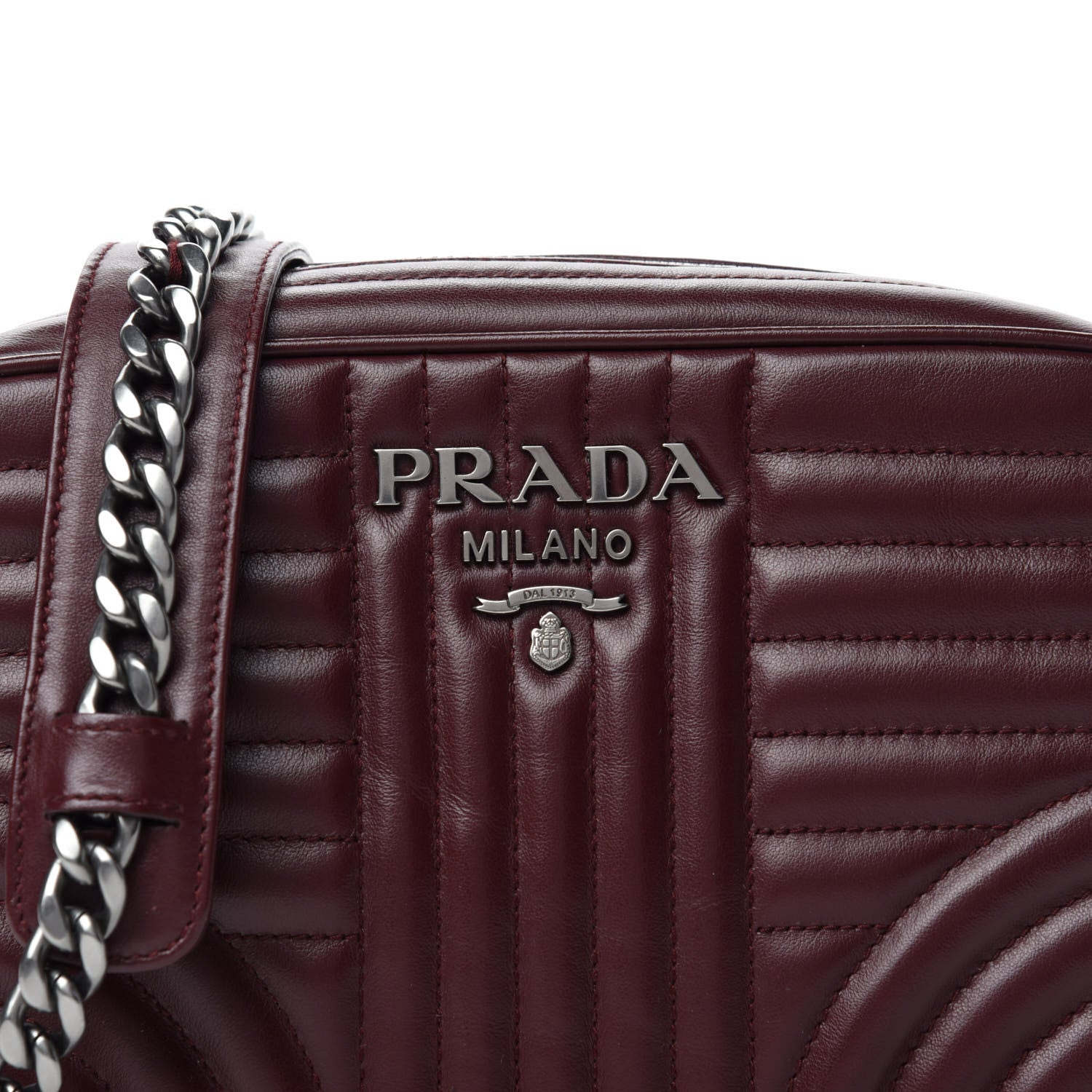 Prada Soft Calfskin Impunture Diagramme Camera Bag Granato 9 of 9