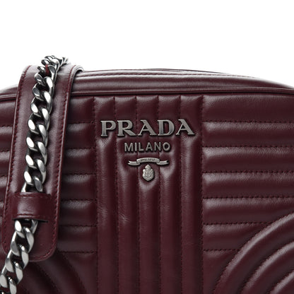 Prada Soft Calfskin Impunture Diagramme Camera Bag Granato 9 of 9
