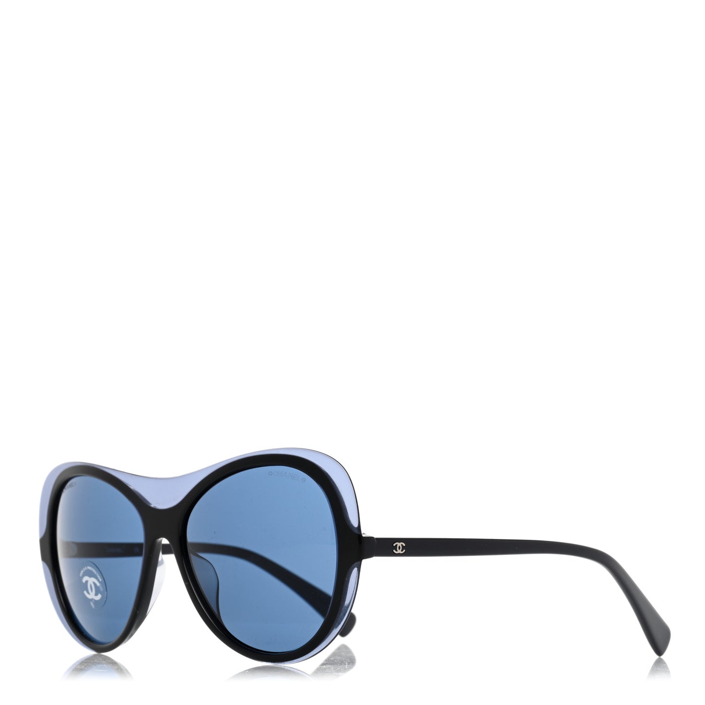 Acetate Round CC Sunglasses A71227 Blue Black