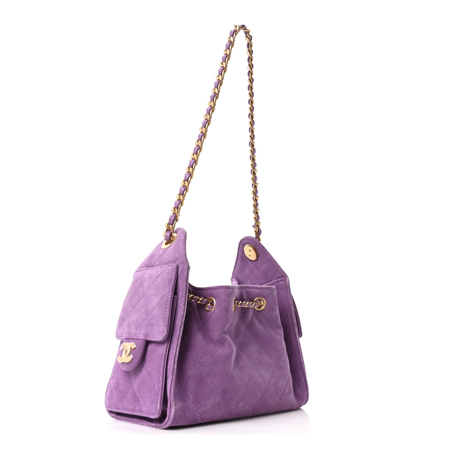 Chanel Suede Quilted Mini Chanel 25 Handbag Purple 2 of 10