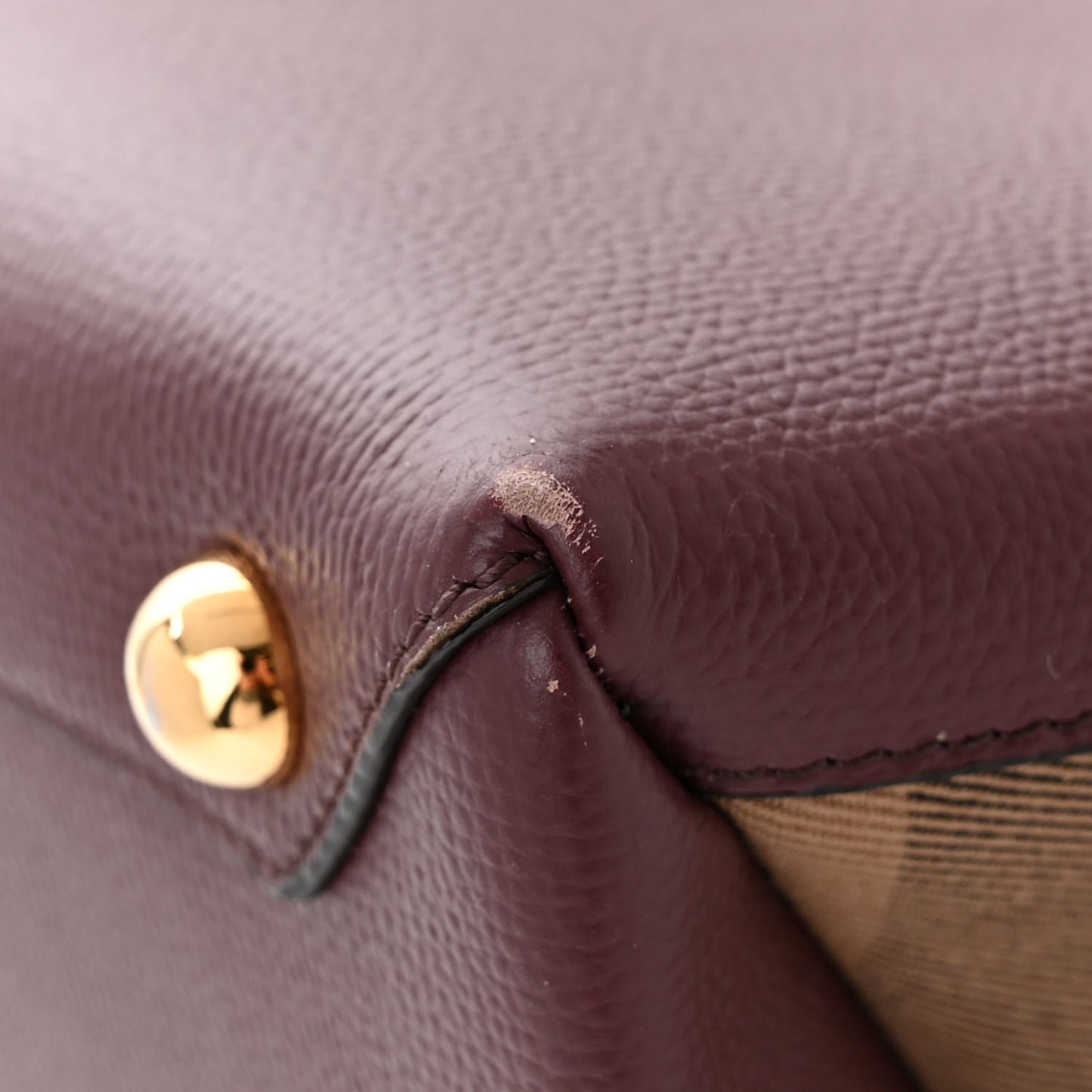 Derby Calfskin House Check Medium Banner Tote Mahogany Red