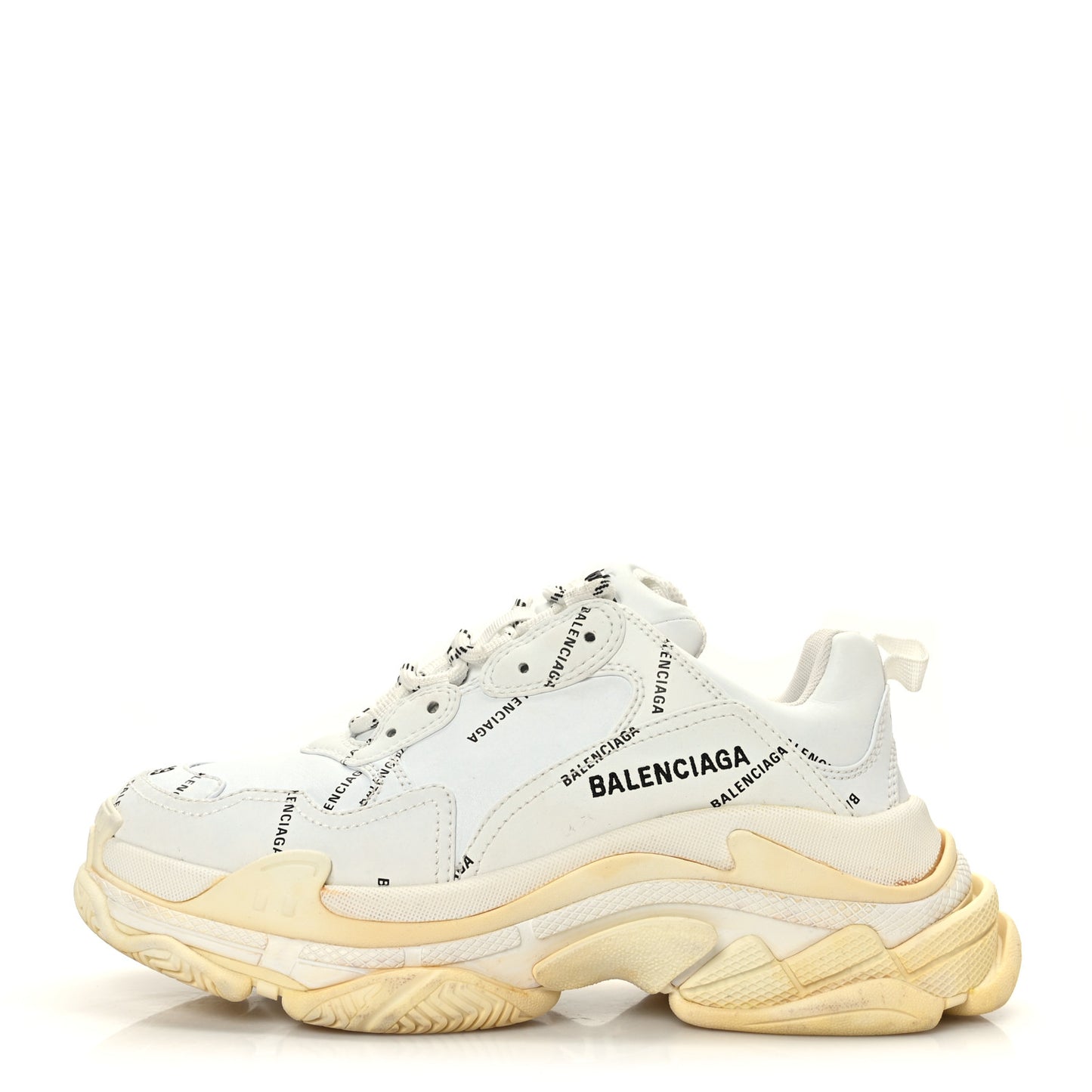 Technical Fabric Allover Logo Womens Triple S Sneakers 39 White Black