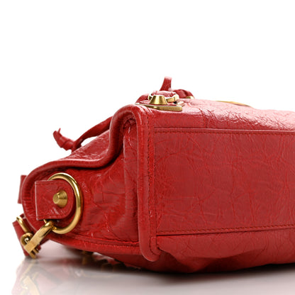 Balenciaga Agneau Gold Metallic Edge Hardware Mini City Rouge Rubis 8 of 10