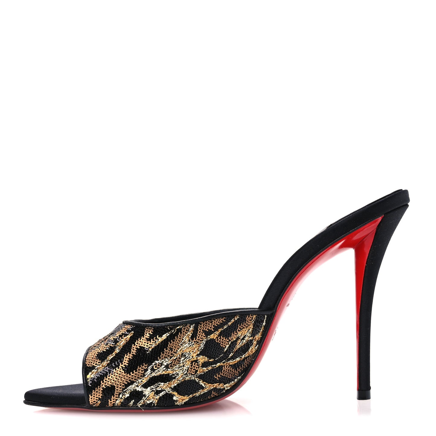Satin Sequin Miss Z Ocelot 100 Mule 38 Black Multicolor