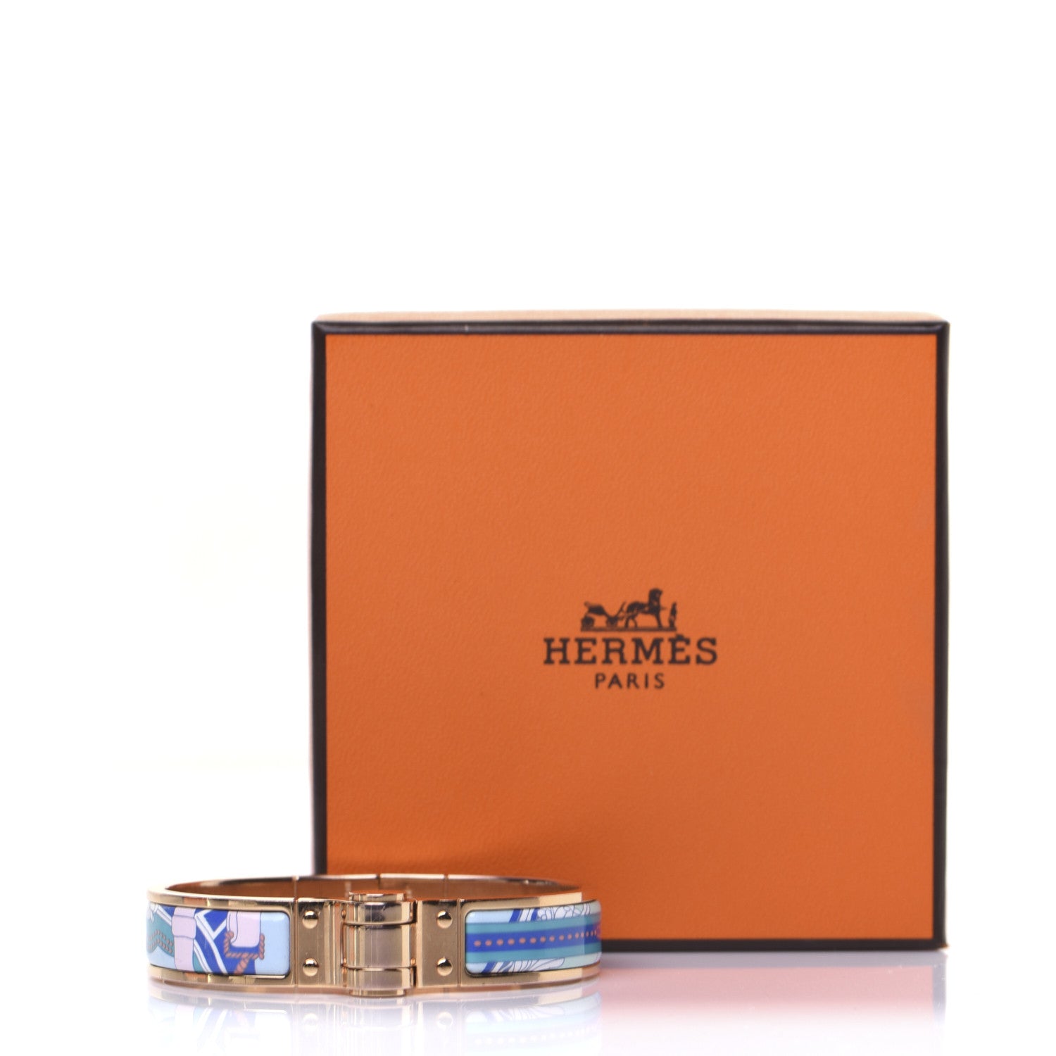 Hermes Enamel Printed Narrow Hinged Bracelet S 11 of 11
