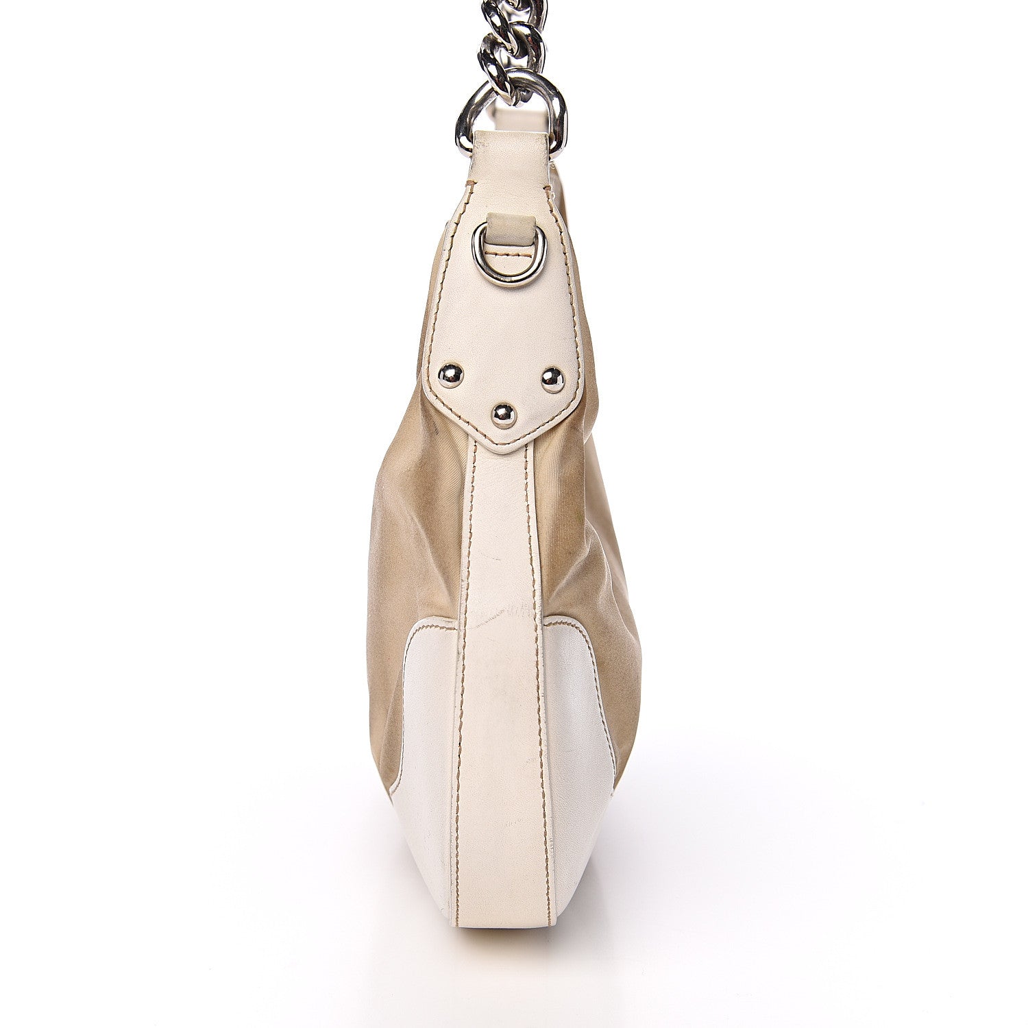Prada Canvas Calfskin Chain Hobo Cera 16 of 17