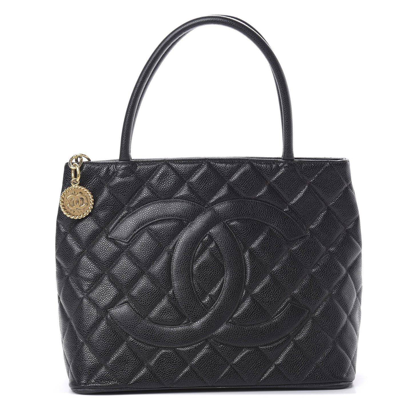 Caviar Quilted Medallion Tote Black