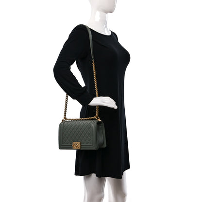 Chanel Calfskin Quilted Medium Boy Flap Dark Green 2 of 10