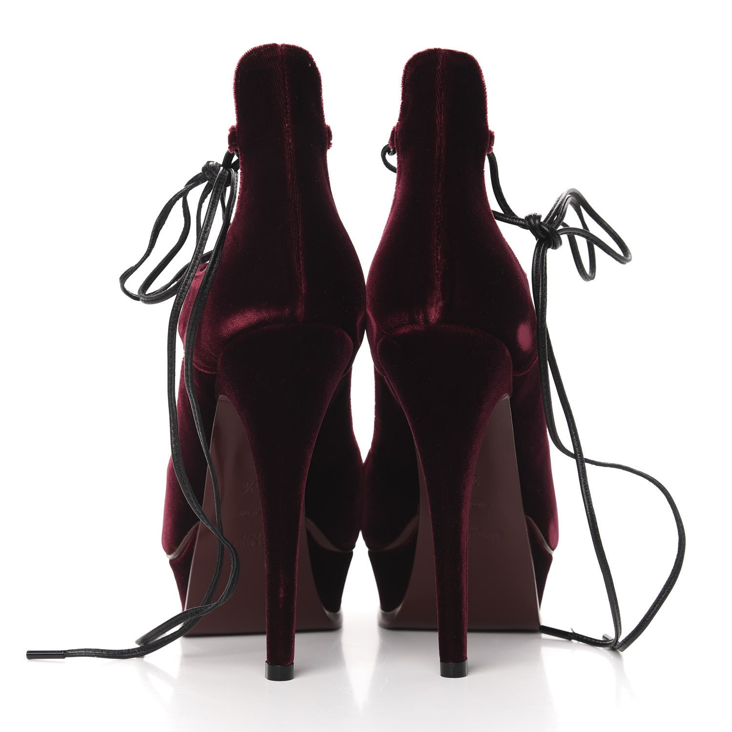 Saint Laurent Velluto Master Lace Up Tribute 105 Platform Sandals 36.5 Burgundy 5 of 13