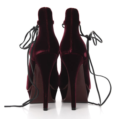 Saint Laurent Velluto Master Lace Up Tribute 105 Platform Sandals 36.5 Burgundy 5 of 13
